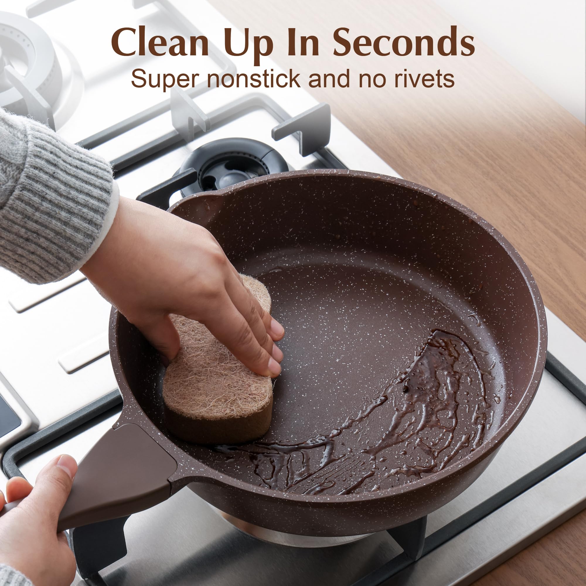 SENSARTE Nonstick Ceramic Sauté Pan 11-Inch/4.3QT, Non-toxic Deep Frying Pan Skillet with Lid, Healthy Jumbo Cooker, Stay Cool Handle, Induction Compatible, PFOA & PFAS Free