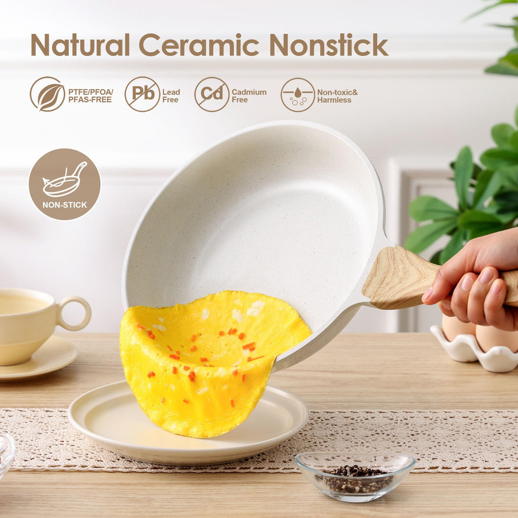SENSARTE Nonstick Frying Pan Skillet, Swiss Granite Coating Omelette Pan, Healthy Stone Cookware Chef's Pan, PFOA Free (8/9.5/10/11/12.5 Inch) (10 Inch)