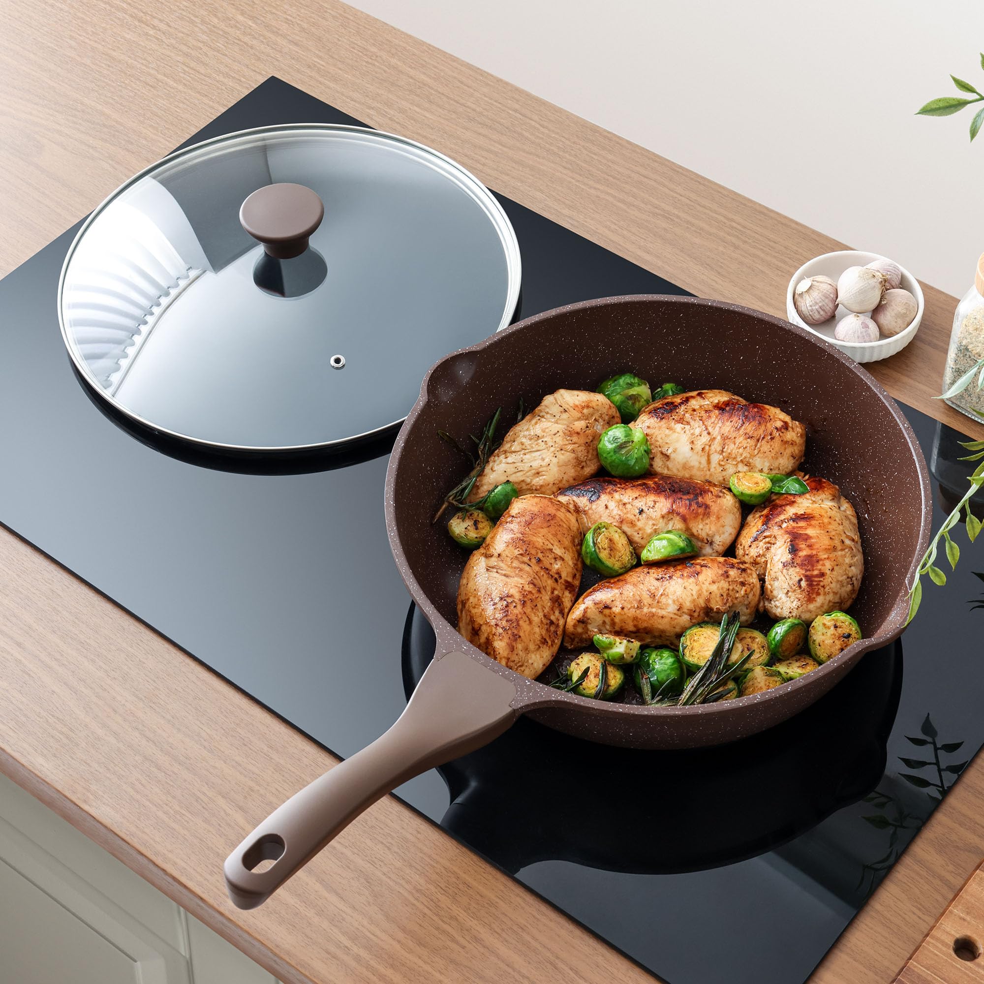 SENSARTE Nonstick Ceramic Sauté Pan 11-Inch/4.3QT, Non-toxic Deep Frying Pan Skillet with Lid, Healthy Jumbo Cooker, Stay Cool Handle, Induction Compatible, PFOA & PFAS Free