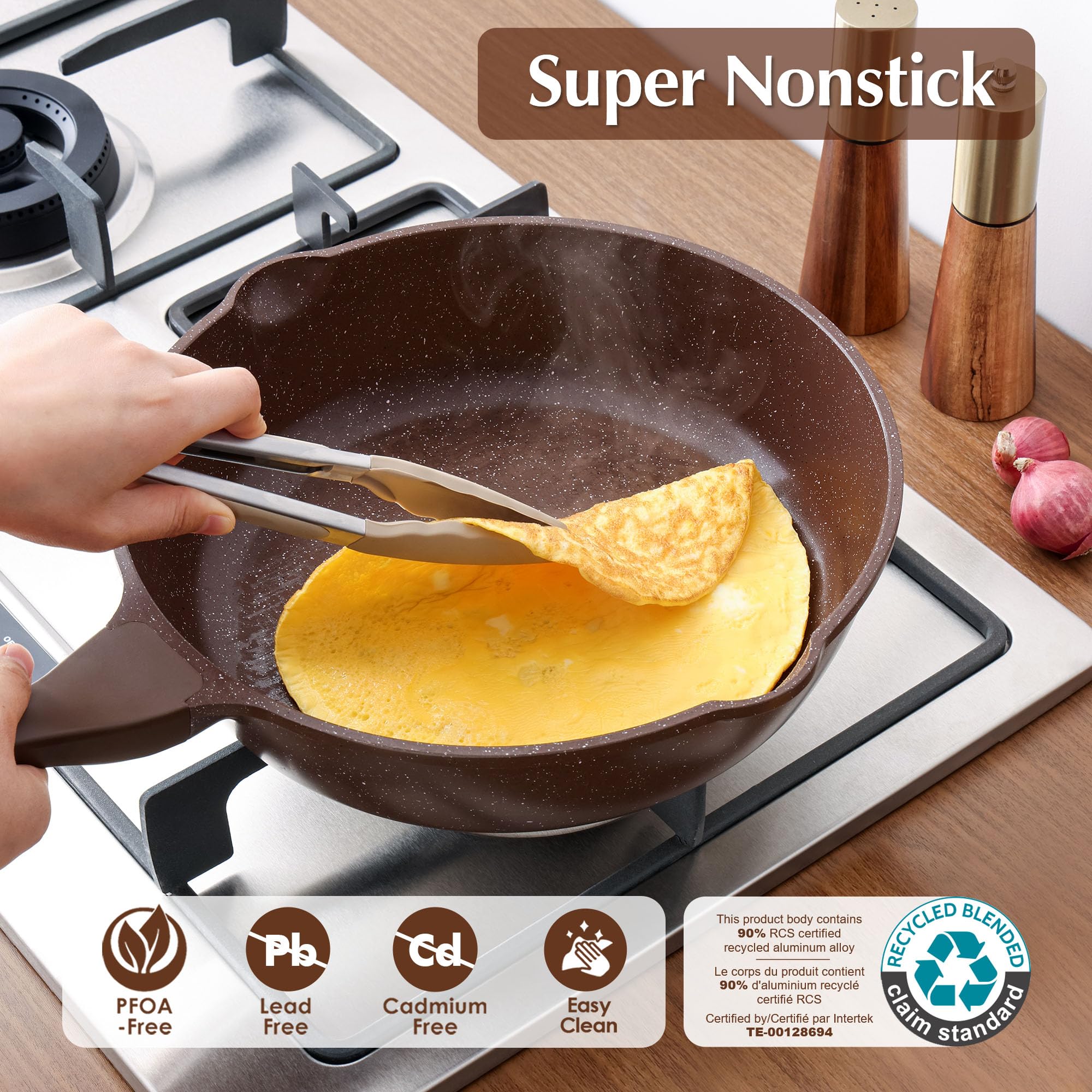 SENSARTE Nonstick Ceramic Sauté Pan 11-Inch/4.3QT, Non-toxic Deep Frying Pan Skillet with Lid, Healthy Jumbo Cooker, Stay Cool Handle, Induction Compatible, PFOA & PFAS Free