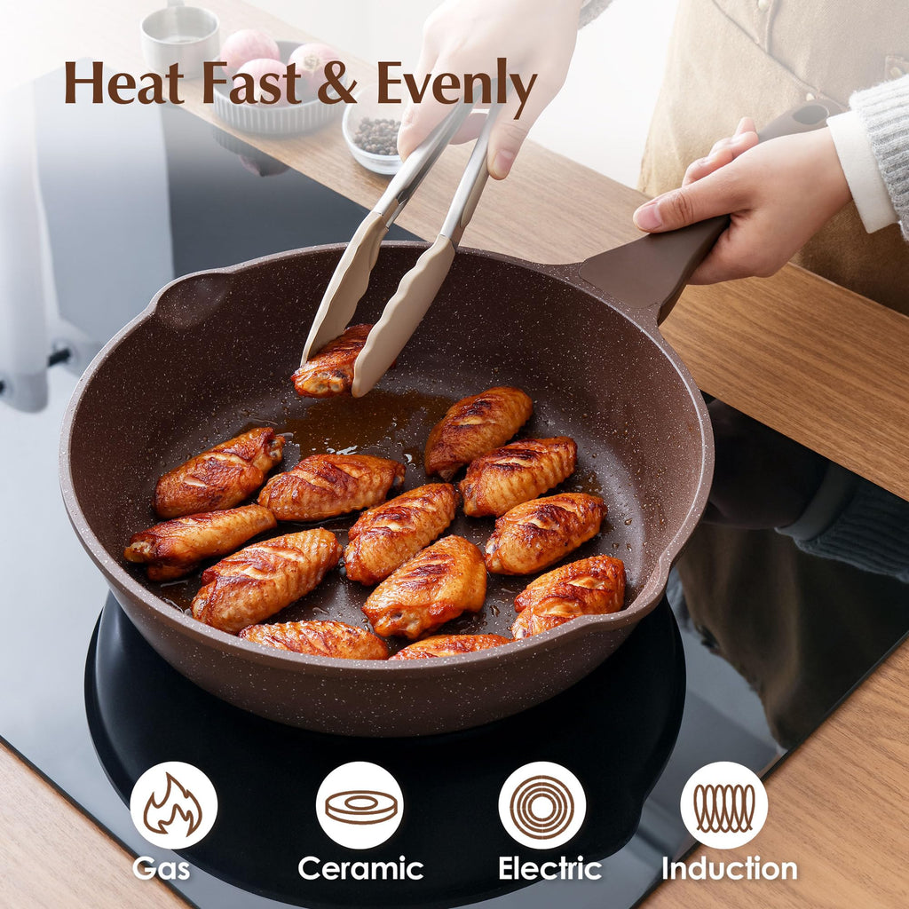 SENSARTE Nonstick Ceramic Sauté Pan 11-Inch/4.3QT, Non-toxic Deep Frying Pan Skillet with Lid, Healthy Jumbo Cooker, Stay Cool Handle, Induction Compatible, PFOA & PFAS Free