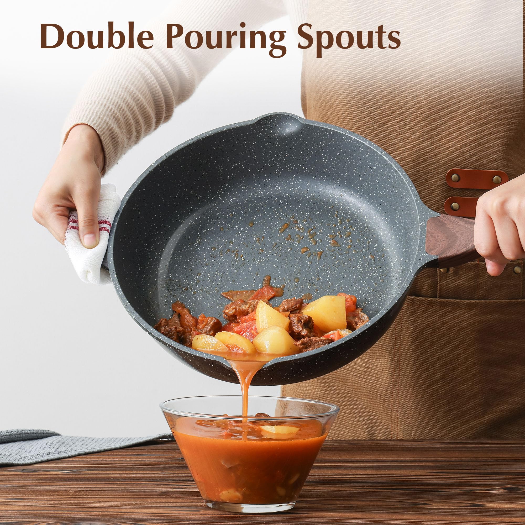 SENSARTE Nonstick Ceramic Sauté Pan 11-Inch/4.3QT, Non-toxic Deep Frying Pan Skillet with Lid, Healthy Jumbo Cooker, Stay Cool Handle, Induction Compatible, PFOA & PFAS Free