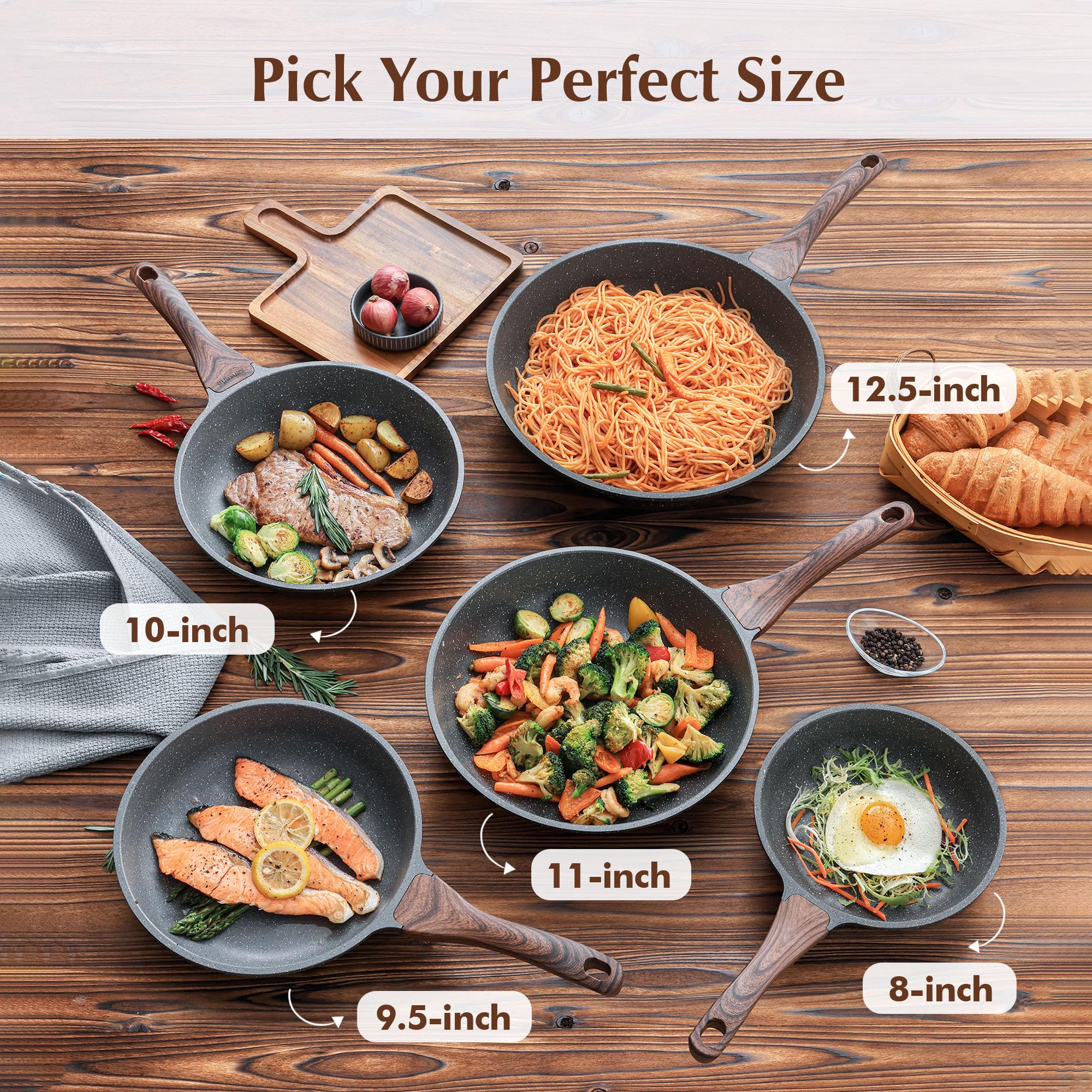 SENSARTE Nonstick Frying Pan Skillet, Swiss Granite Coating Omelette Pan, Healthy Stone Cookware Chef's Pan, PFOA Free (8/9.5/10/11/12.5 Inch) (10 Inch)
