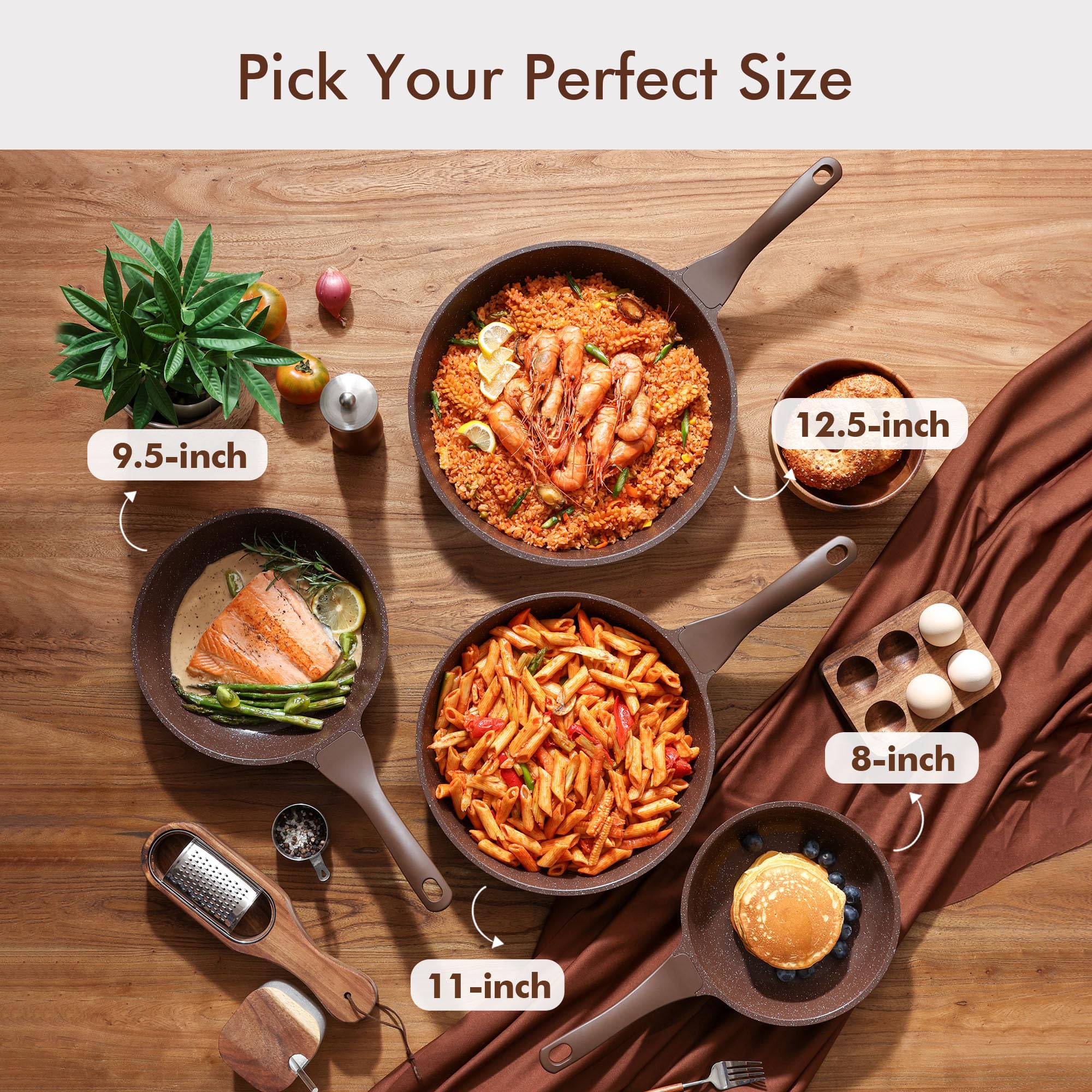 SENSARTE Nonstick Frying Pan Skillet, Swiss Granite Coating Omelette Pan, Healthy Stone Cookware Chef's Pan, PFOA Free (8/9.5/10/11/12.5 Inch) (10 Inch)